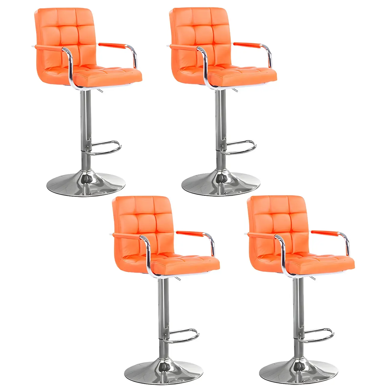 Faux Leather Adjustable Swivel Bar Stools with Backs Image - 86 | homeyfad