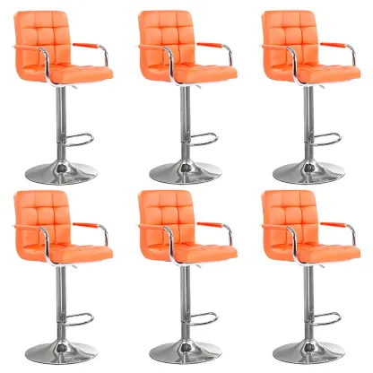 Faux Leather Adjustable Swivel Bar Stools with Backs Image - 87