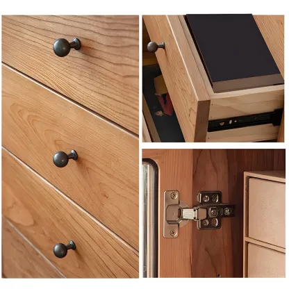 Durable Natural Wooden Bachelor Chest with Shelves for Home Image - 11