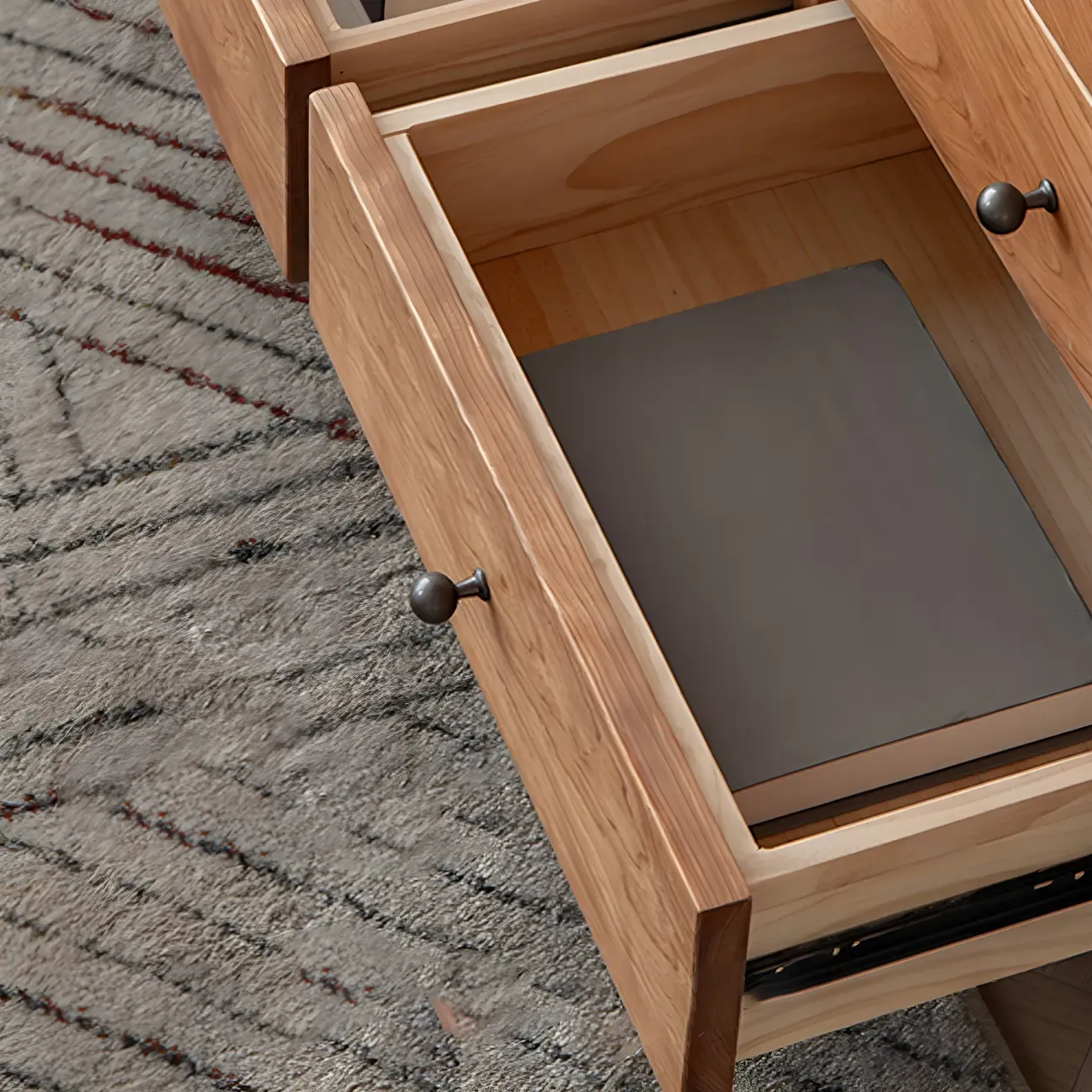 Durable Natural Wooden Bachelor Chest with Shelves for Home Image - 12