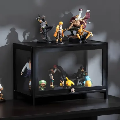 Elegant Black Bamboo Clear Figure Display Cabinett Image - 2