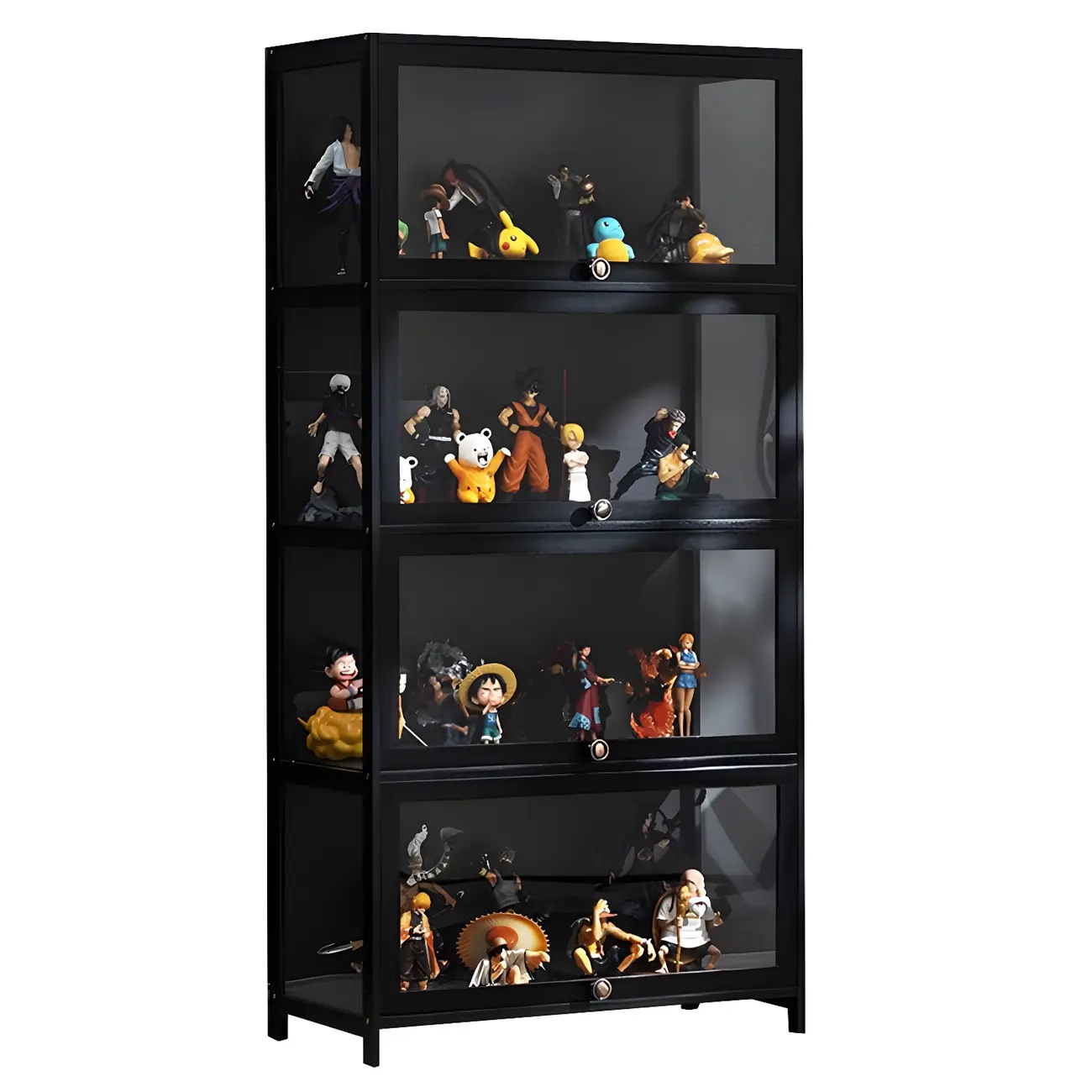 Elegant Black Bamboo Clear Figure Display Cabinett Image - 10 | homeyfad