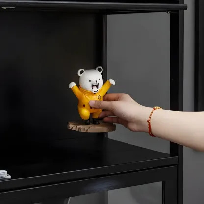 Elegant Black Bamboo Clear Figure Display Cabinett Image - 16