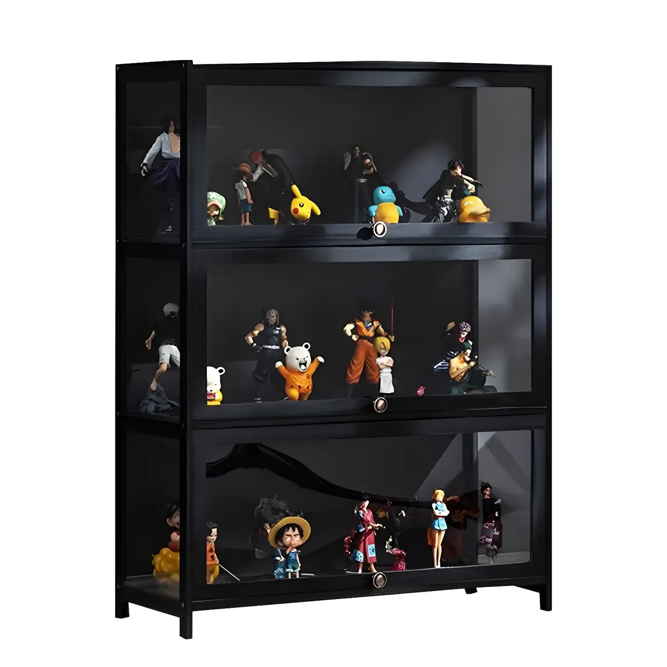 Elegant Black Bamboo Clear Figure Display Cabinett Image - 19