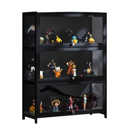 Elegant Black Bamboo Clear Figure Display Cabinett Image - 19