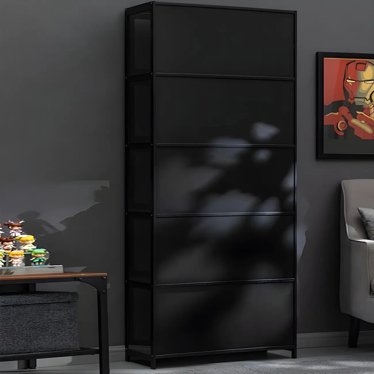 Elegant Black Bamboo Clear Figure Display Cabinett Image - 21 | homeyfad