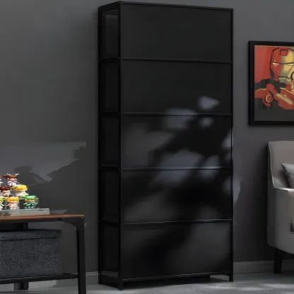 Elegant Black Bamboo Clear Figure Display Cabinett Image - 21