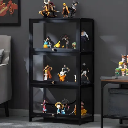 Elegant Black Bamboo Clear Figure Display Cabinett Image - 23