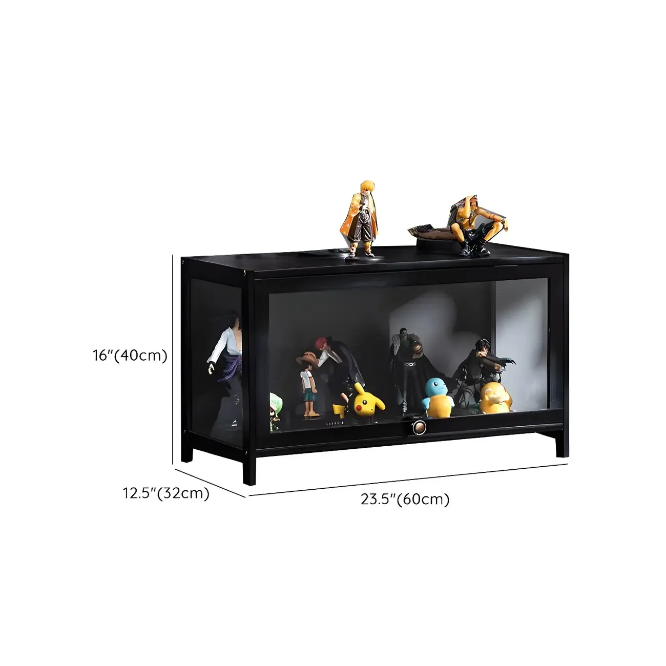 Elegant Black Bamboo Clear Figure Display Cabinett #size