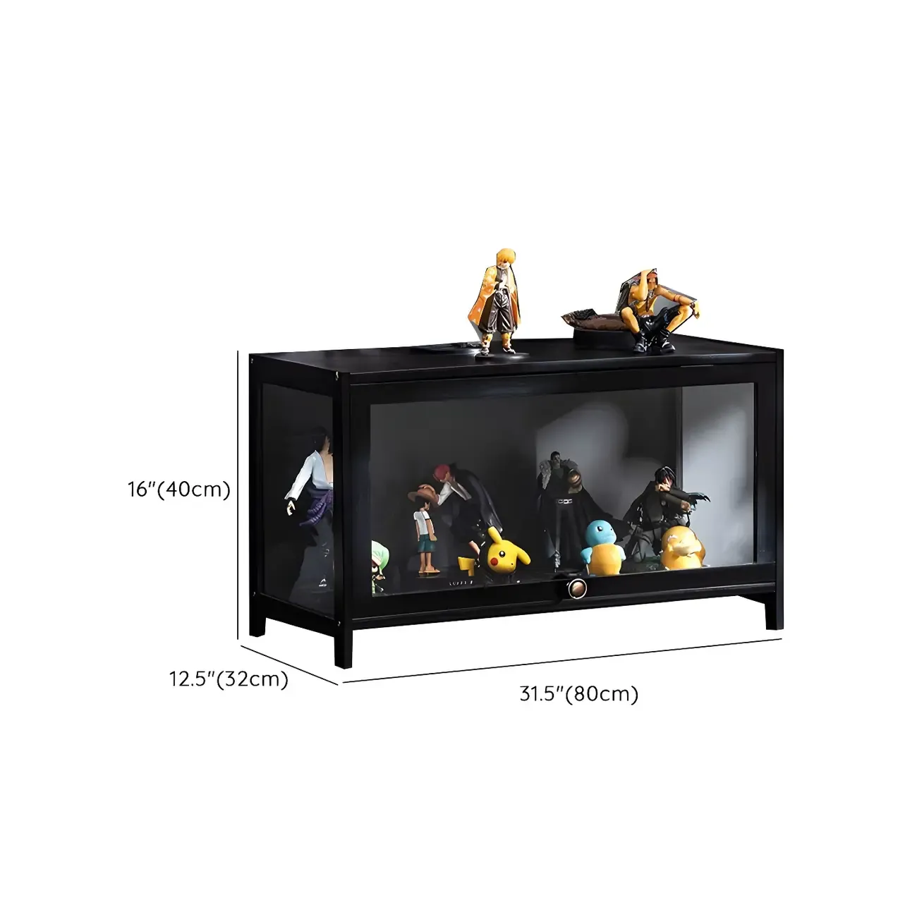 Elegant Black Bamboo Clear Figure Display Cabinett Image - 33