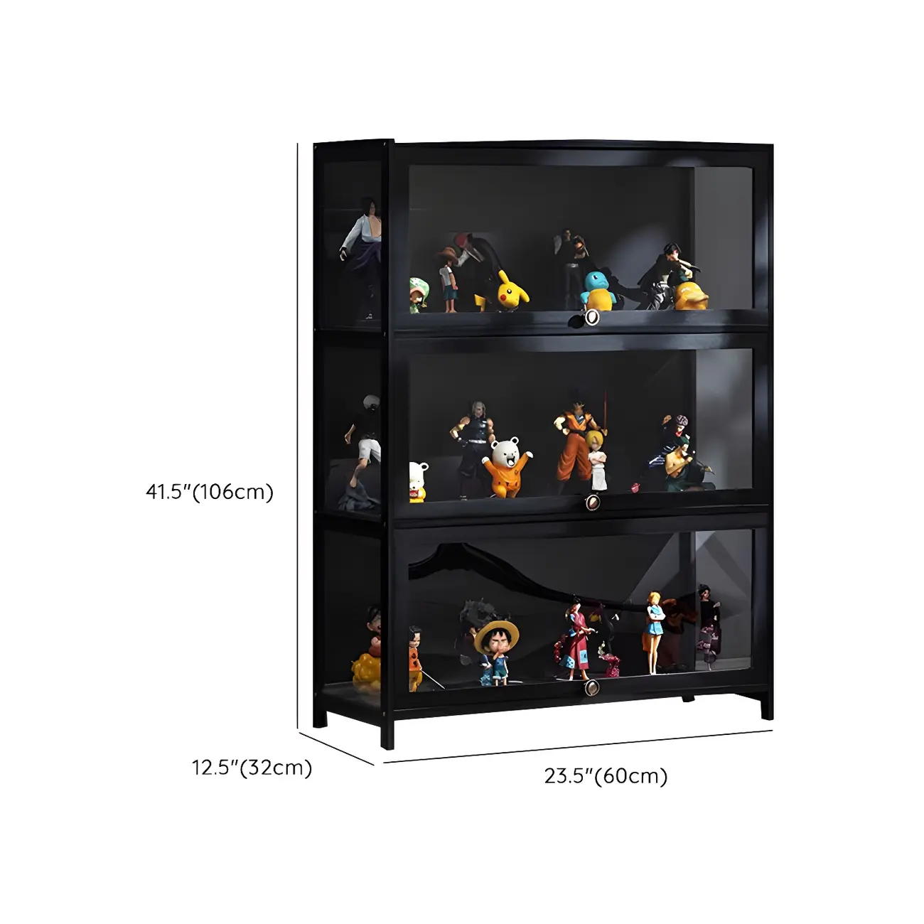 Elegant Black Bamboo Clear Figure Display Cabinett Image - 37 | homeyfad