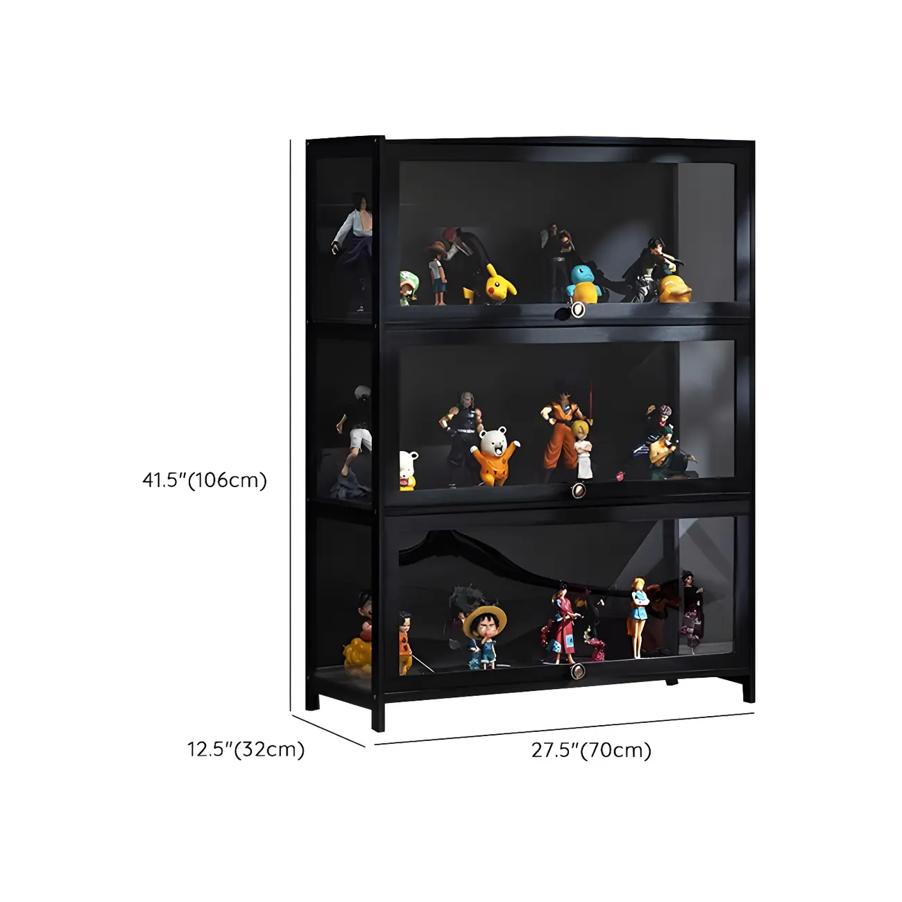 Elegant Black Bamboo Clear Figure Display Cabinett Image - 38 | homeyfad