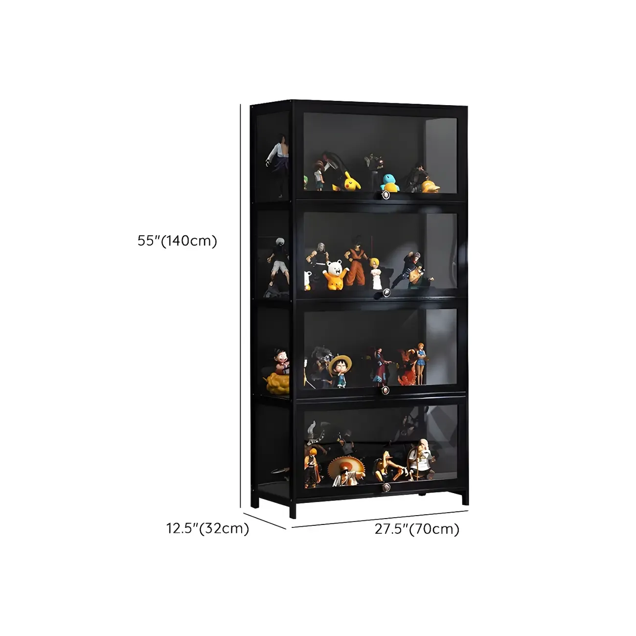 Elegant Black Bamboo Clear Figure Display Cabinett Image - 41