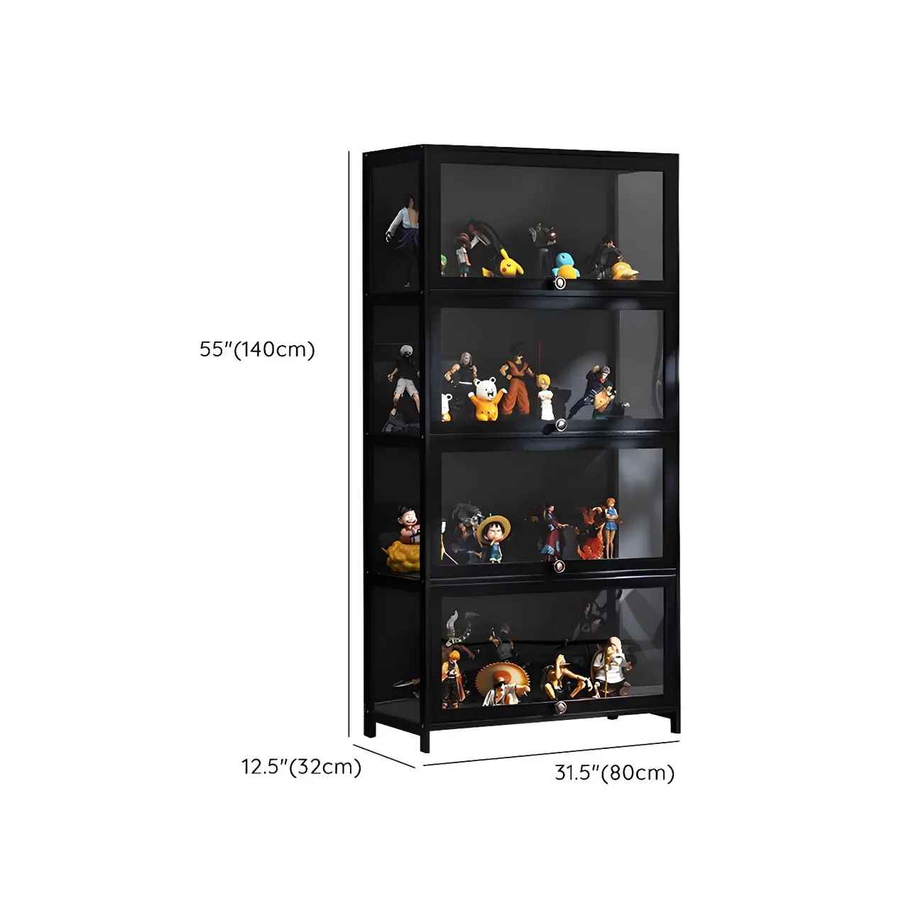 Elegant Black Bamboo Clear Figure Display Cabinett Image - 42 | homeyfad