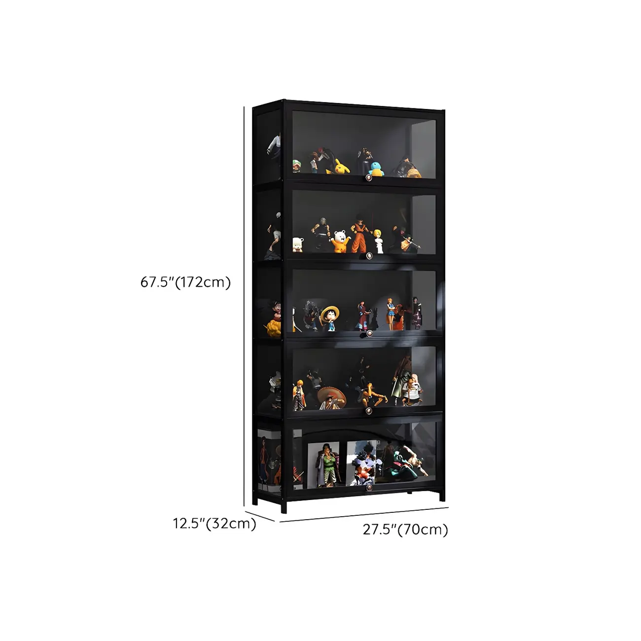 Elegant Black Bamboo Clear Figure Display Cabinett Image - 44 | homeyfad