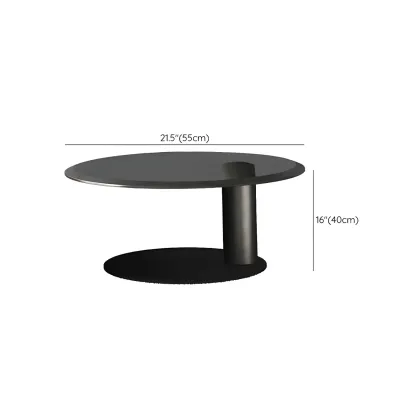 Brown Round Metal Base Wooden Coffee Table Image - 10