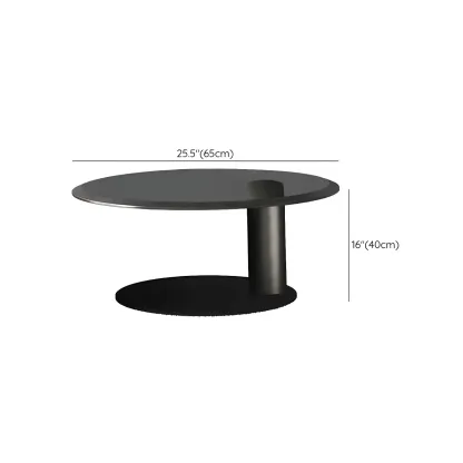 Brown Round Metal Base Wooden Coffee Table Image - 11