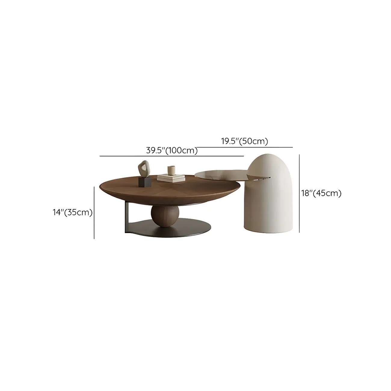 Brown Round Metal Base Wooden Coffee Table Image - 20 | homeyfad