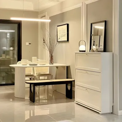 Rectangular Black Rattan Top Rubberwood Dining Bench Image - 2