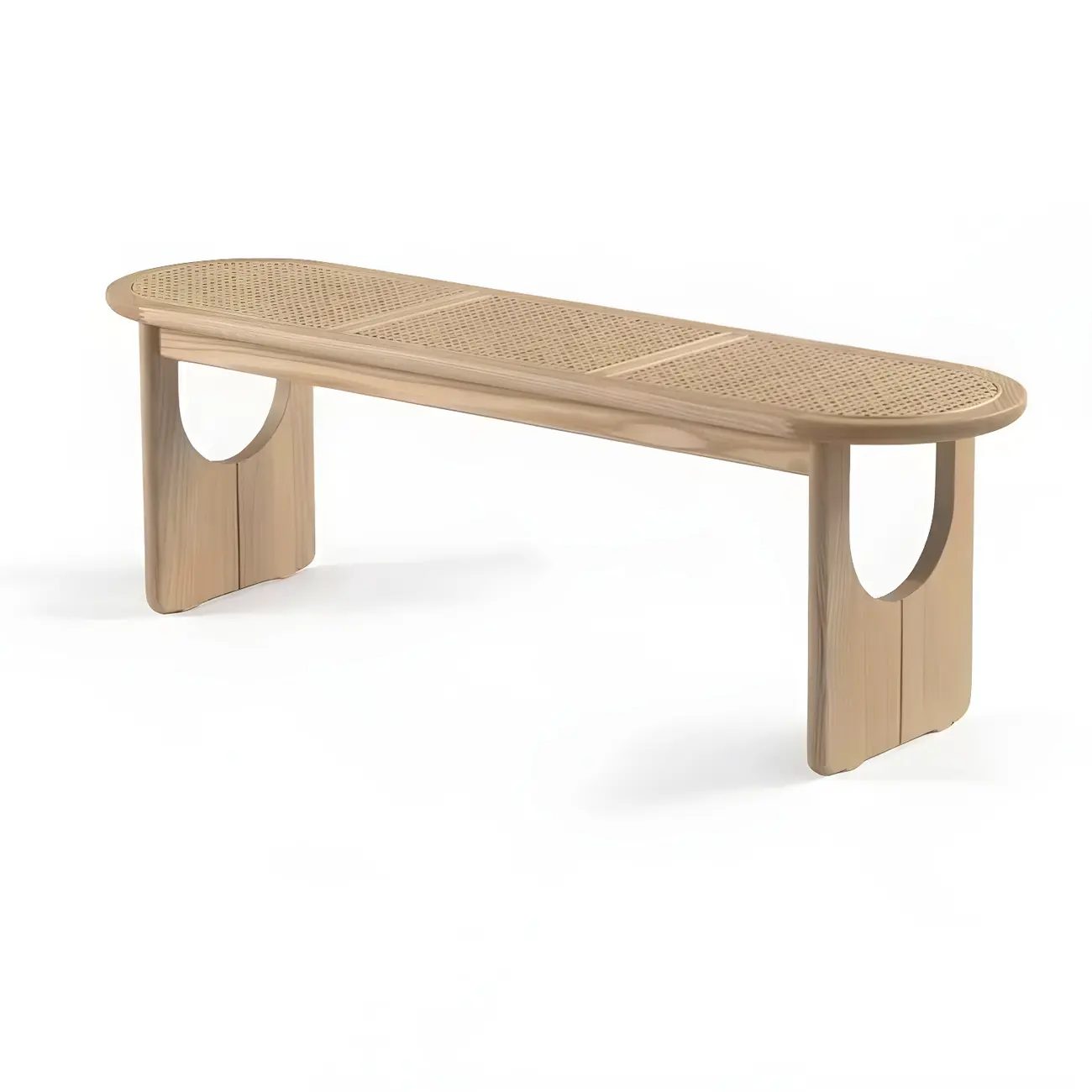 Rectangular Black Rattan Top Rubberwood Dining Bench Image - 18 | homeyfad