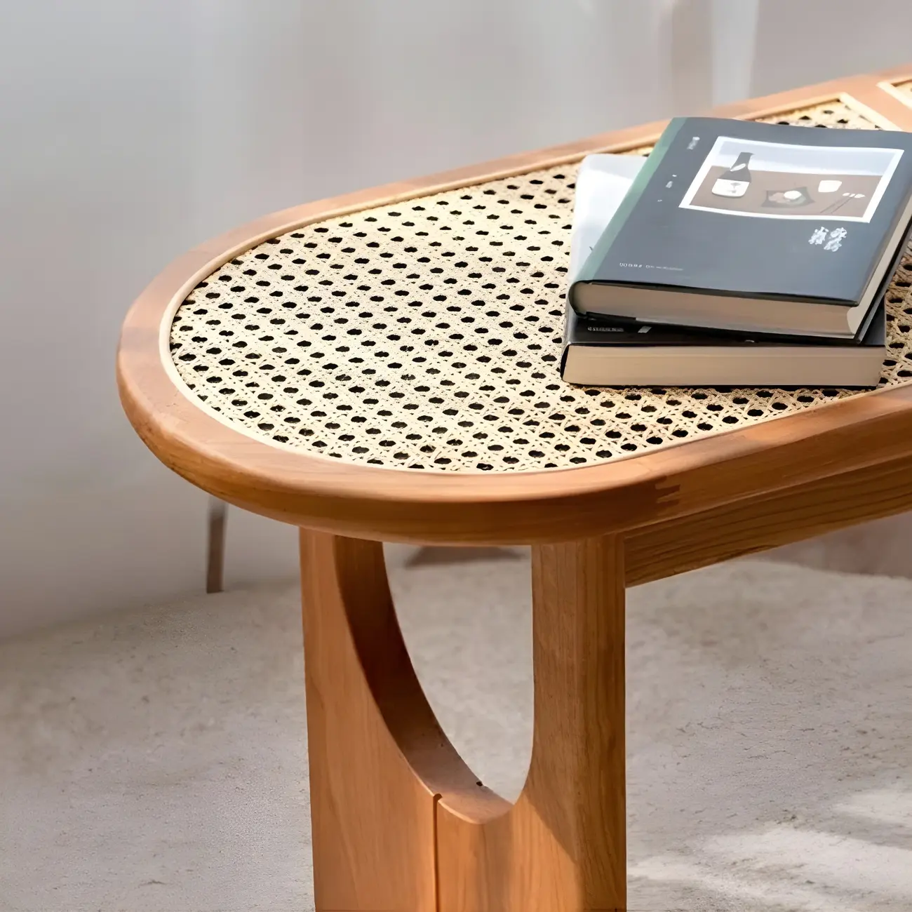 Rectangular Black Rattan Top Rubberwood Dining Bench Image - 13 | homeyfad