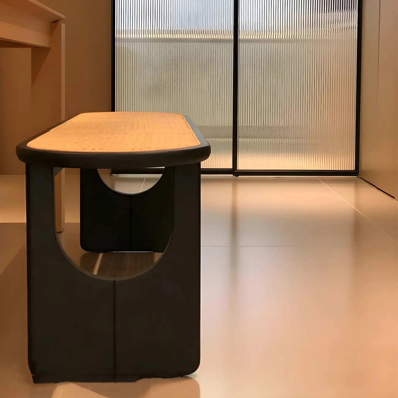 Rectangular Black Rattan Top Rubberwood Dining Bench Image - 12 | homeyfad