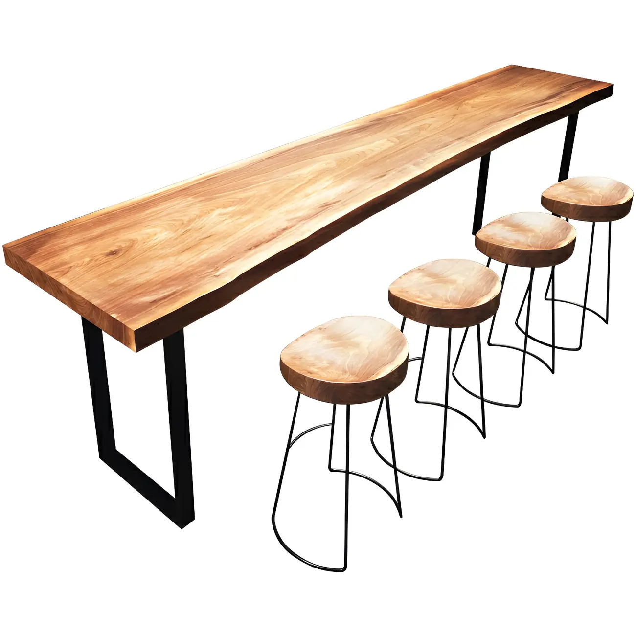 Scandinavian Brown Wooden Black Metal Base Bar Tables Image - 2 | homeyfad
