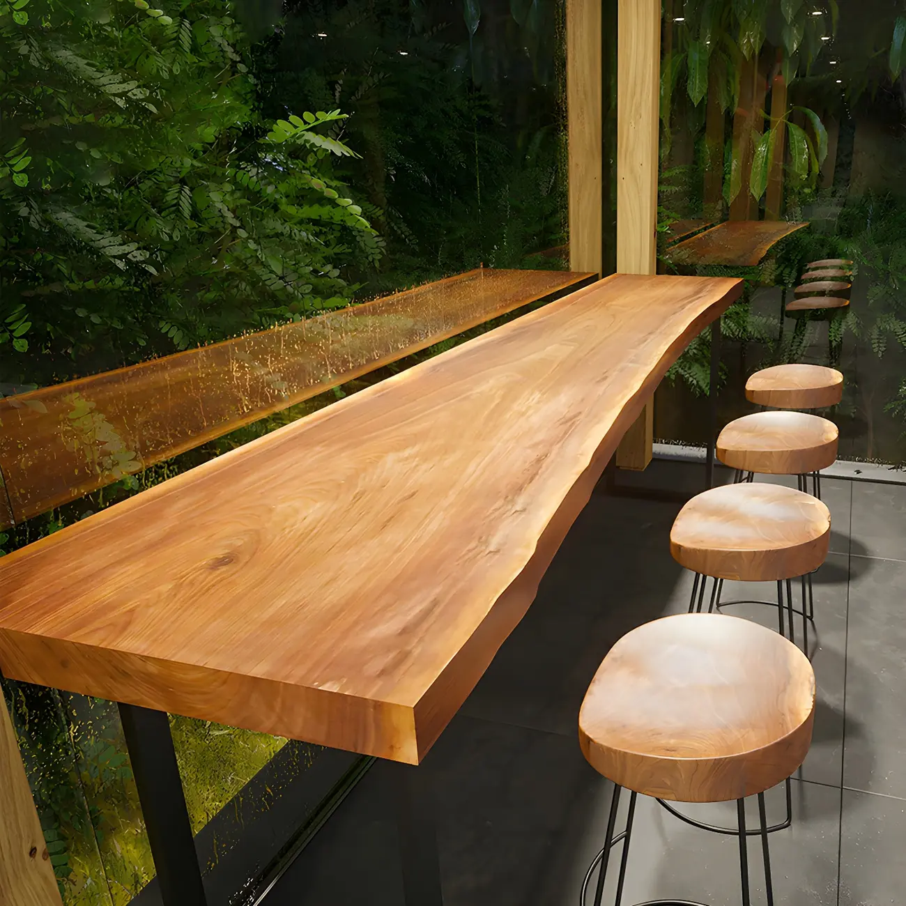 Scandinavian Brown Wooden Black Metal Base Bar Tables Image - 9 | homeyfad