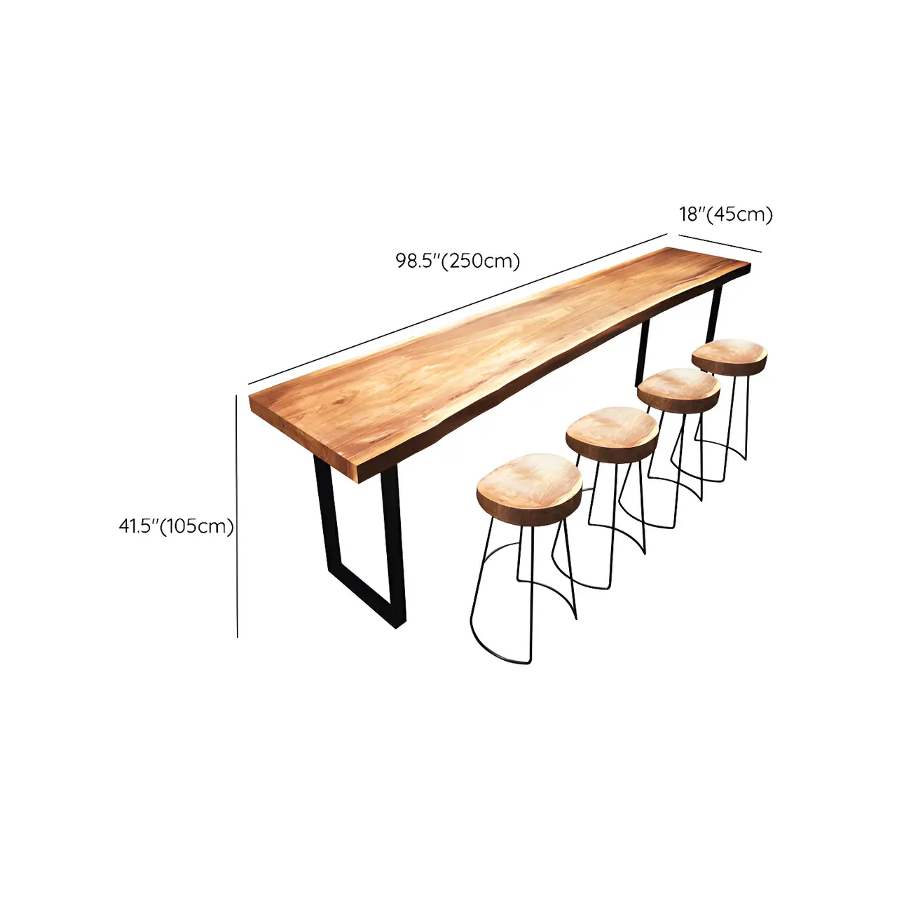 Scandinavian Brown Wooden Black Metal Base Bar Tables Image - 18 | homeyfad