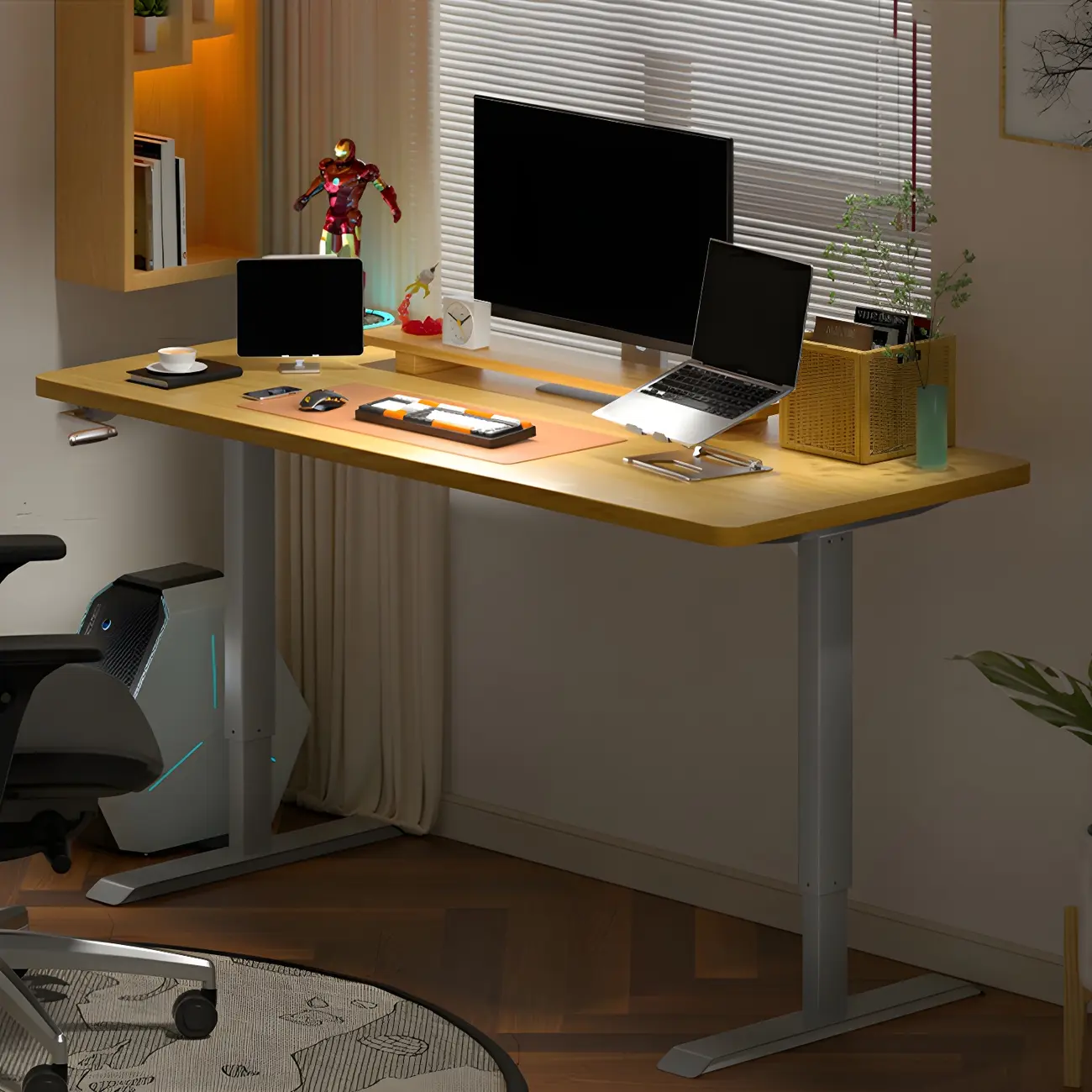 Traditional Metal-Wood Adjustable Standing Desk for Home Office Image - 7 | homeyfad
