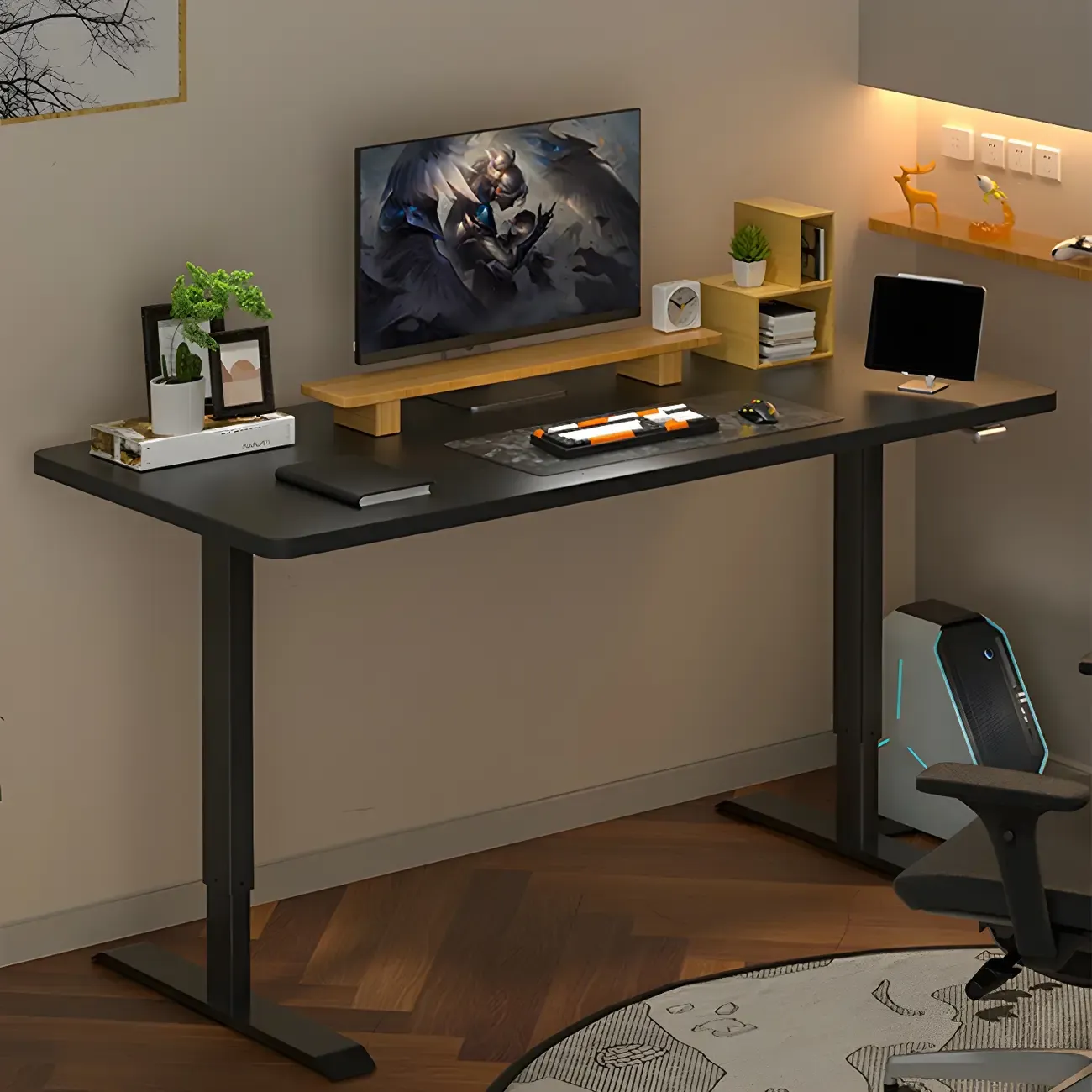 Traditional Metal-Wood Adjustable Standing Desk for Home Office Image - 2
