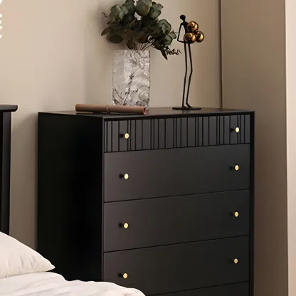 Classic Black Wooden Bachelor Chest with Drawers for Bedroom Image - 4
