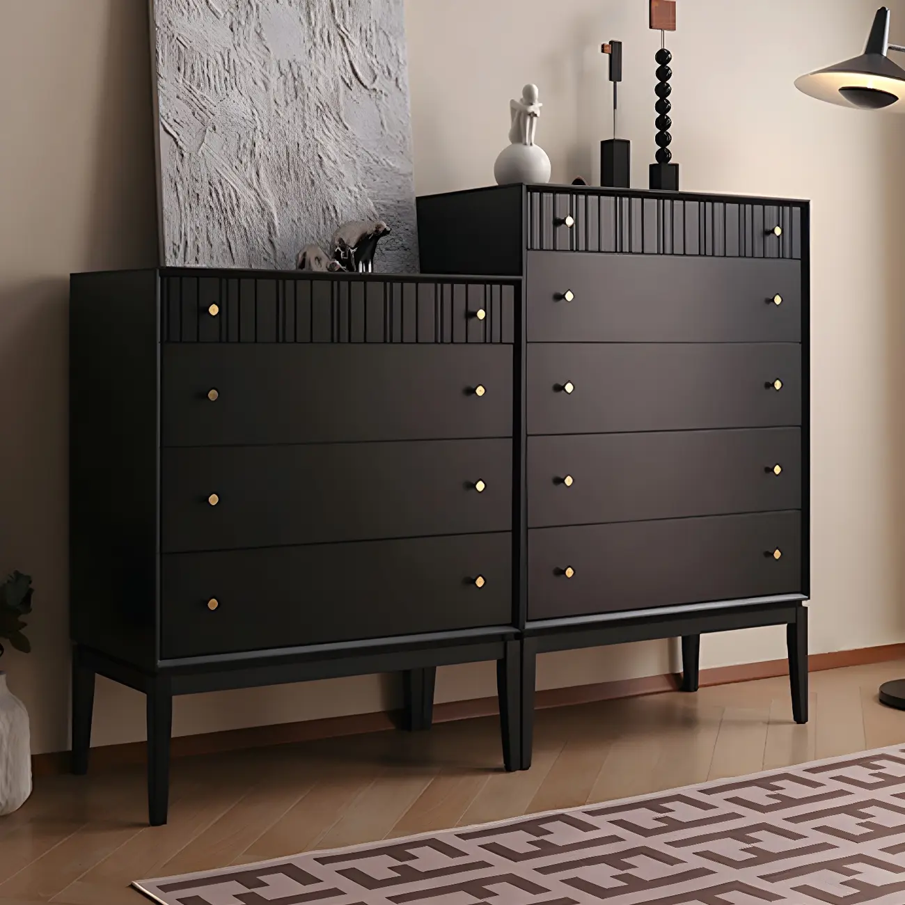 Classic Black Wooden Bachelor Chest with Drawers for Bedroom Image - 6 | homeyfad