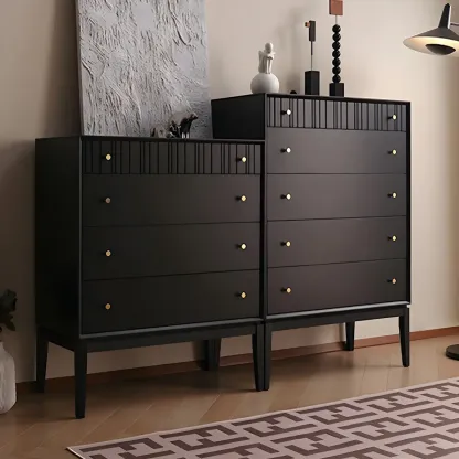 Classic Black Wooden Bachelor Chest with Drawers for Bedroom Image - 6