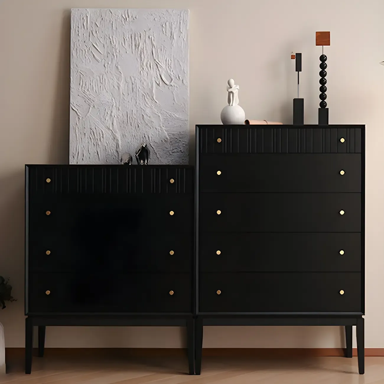 Classic Black Wooden Bachelor Chest with Drawers for Bedroom Image - 8