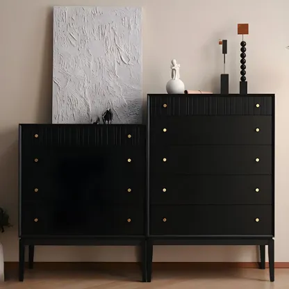 Classic Black Wooden Bachelor Chest with Drawers for Bedroom Image - 8