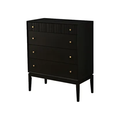 Classic Black Wooden Bachelor Chest with Drawers for Bedroom Image - 10