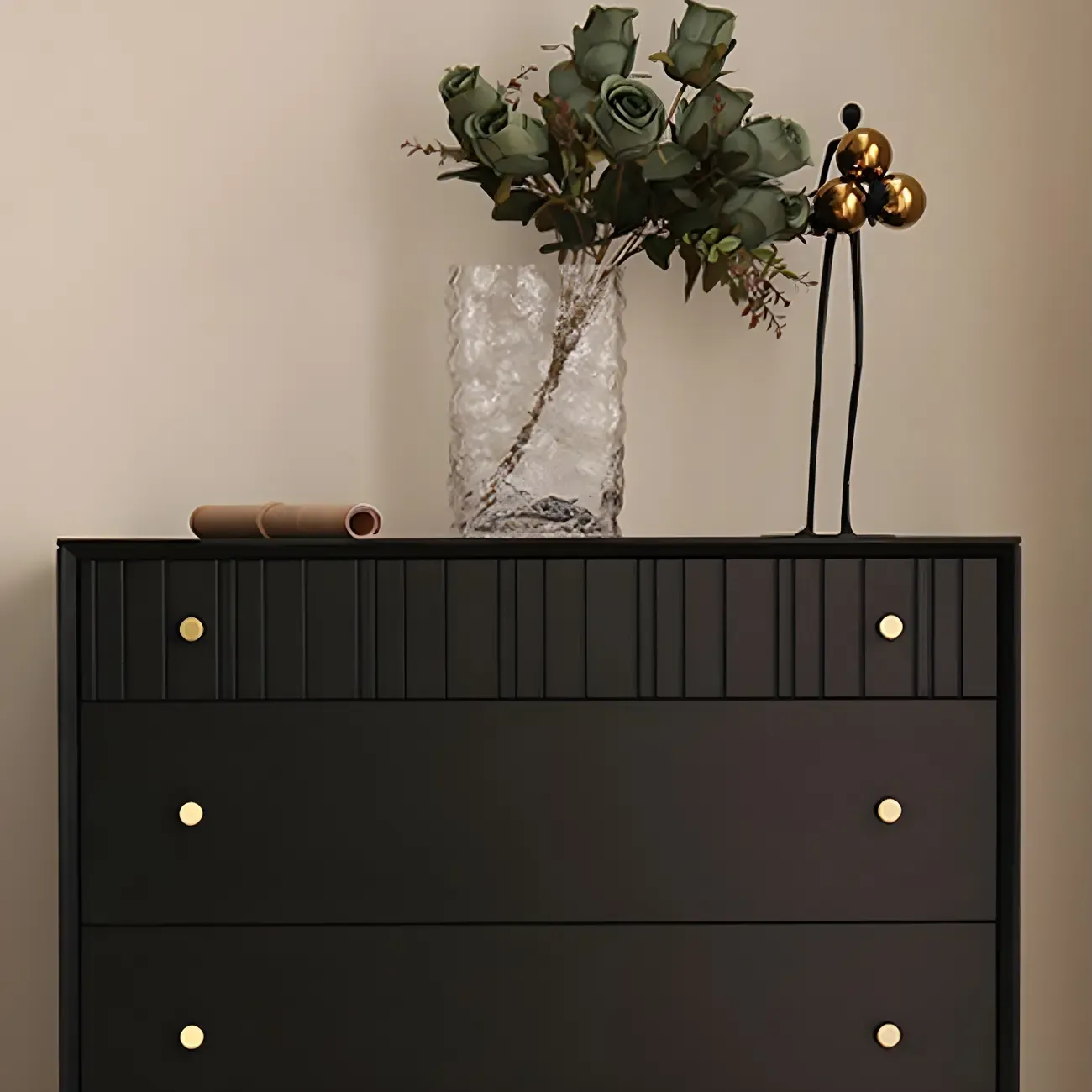 Classic Black Wooden Bachelor Chest with Drawers for Bedroom Image - 15