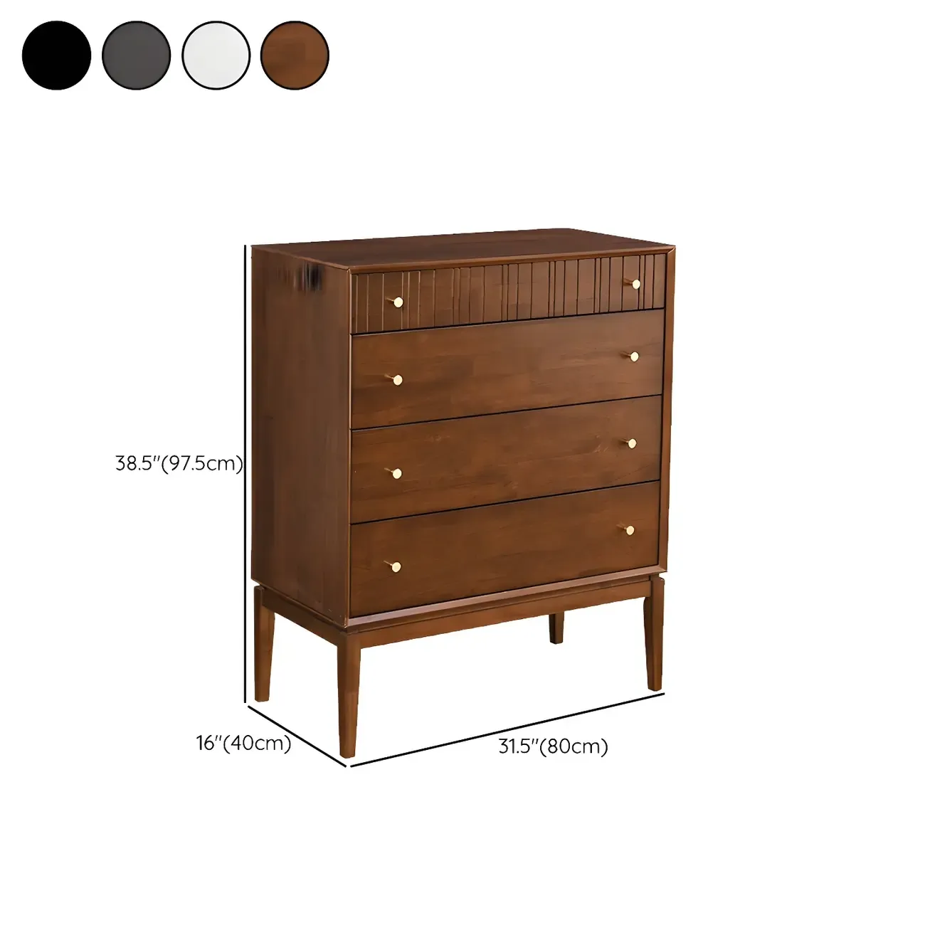 Classic Black Wooden Bachelor Chest with Drawers for Bedroom Image - 20