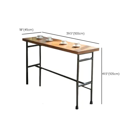 Industrial Brown Wood Black Metal Waterpipe Trestle Bar Tables #size