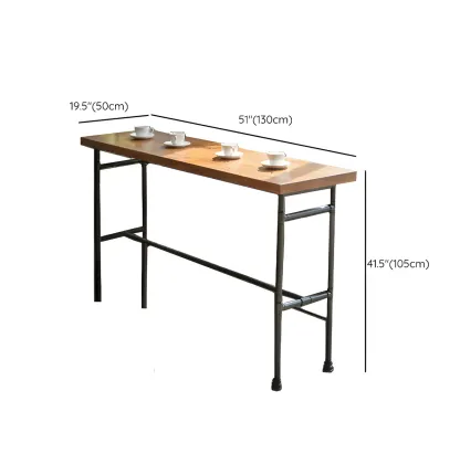 Industrial Brown Wood Black Metal Waterpipe Trestle Bar Tables Image - 11