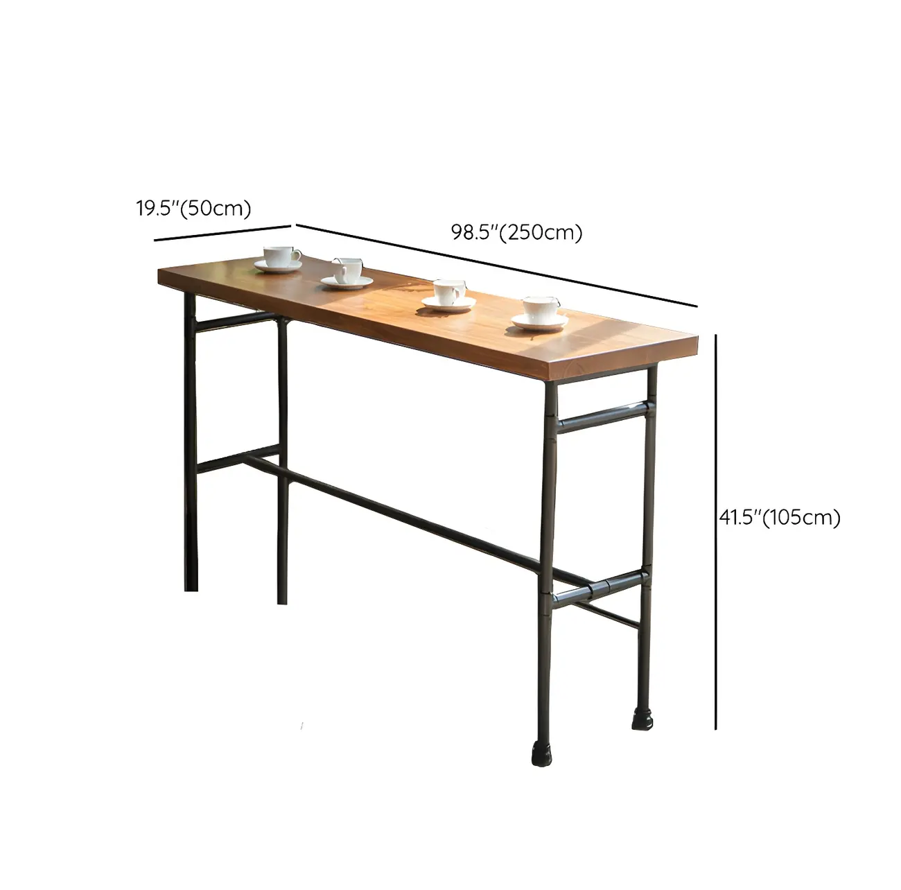 Industrial Brown Wood Black Metal Waterpipe Trestle Bar Tables Image - 12 | homeyfad