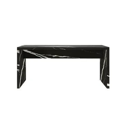 Elegant Black Marble Double Pedestal Bar Table Image - 5