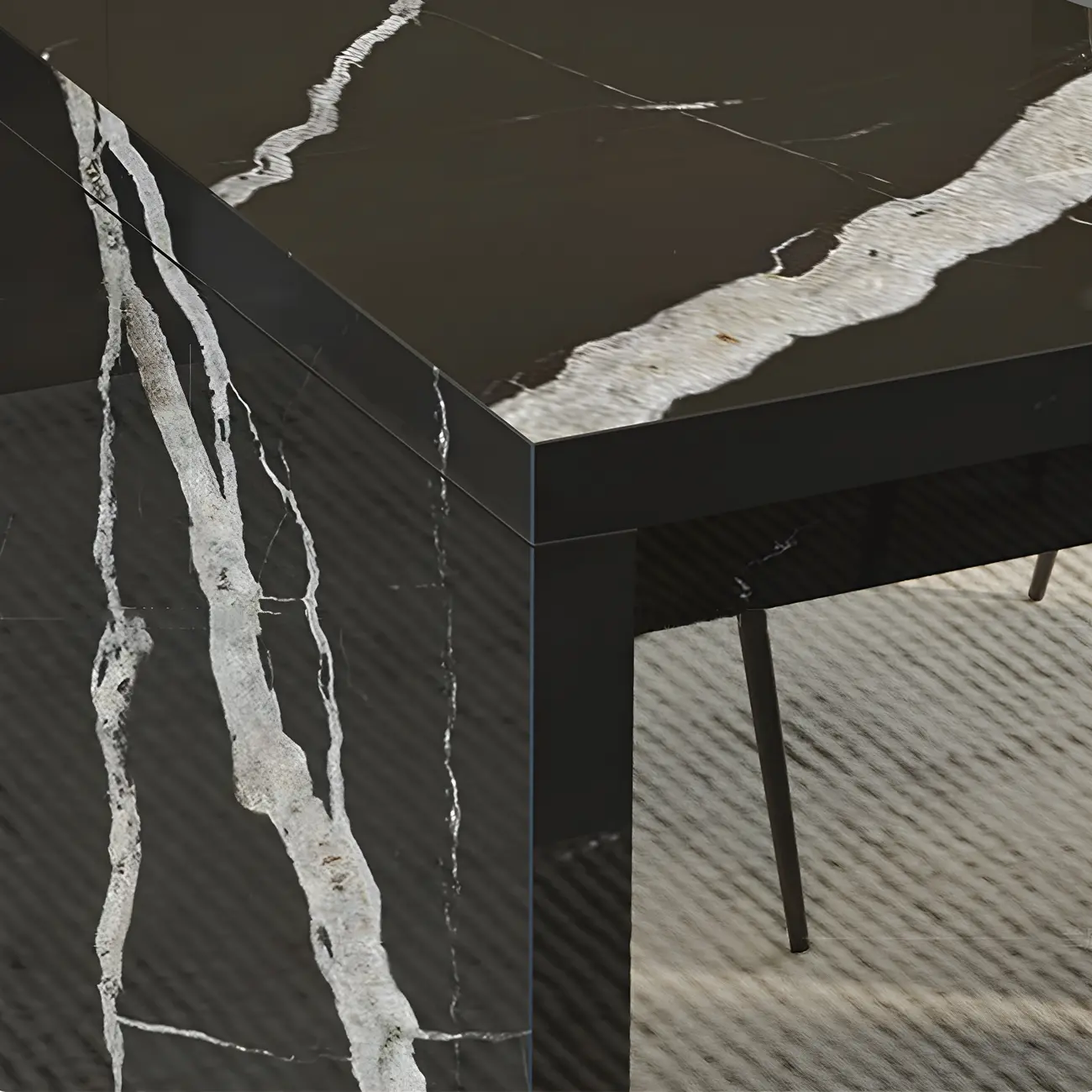 Elegant Black Marble Double Pedestal Bar Table Image - 6 | homeyfad