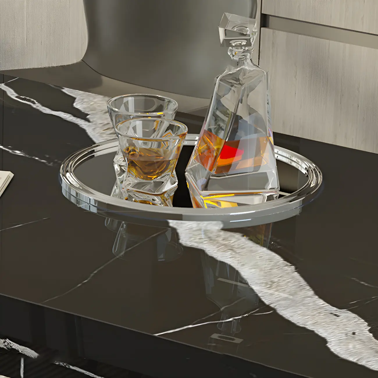 Elegant Black Marble Double Pedestal Bar Table Image - 7 | homeyfad