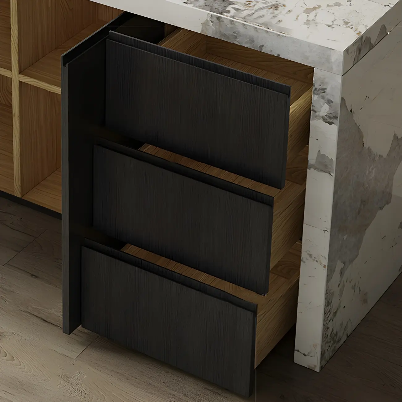 Modern Marble Top Wood Storage Bar Tables for Kitchen Image - 16 | homeyfad