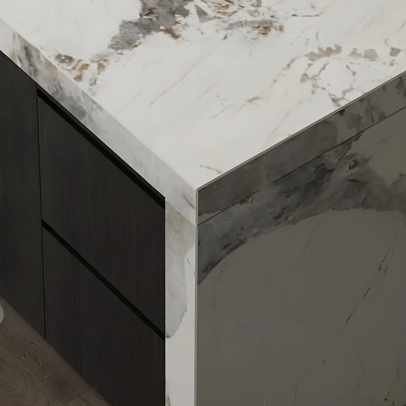 Modern Marble Top Wood Storage Bar Tables for Kitchen Image - 17 | homeyfad