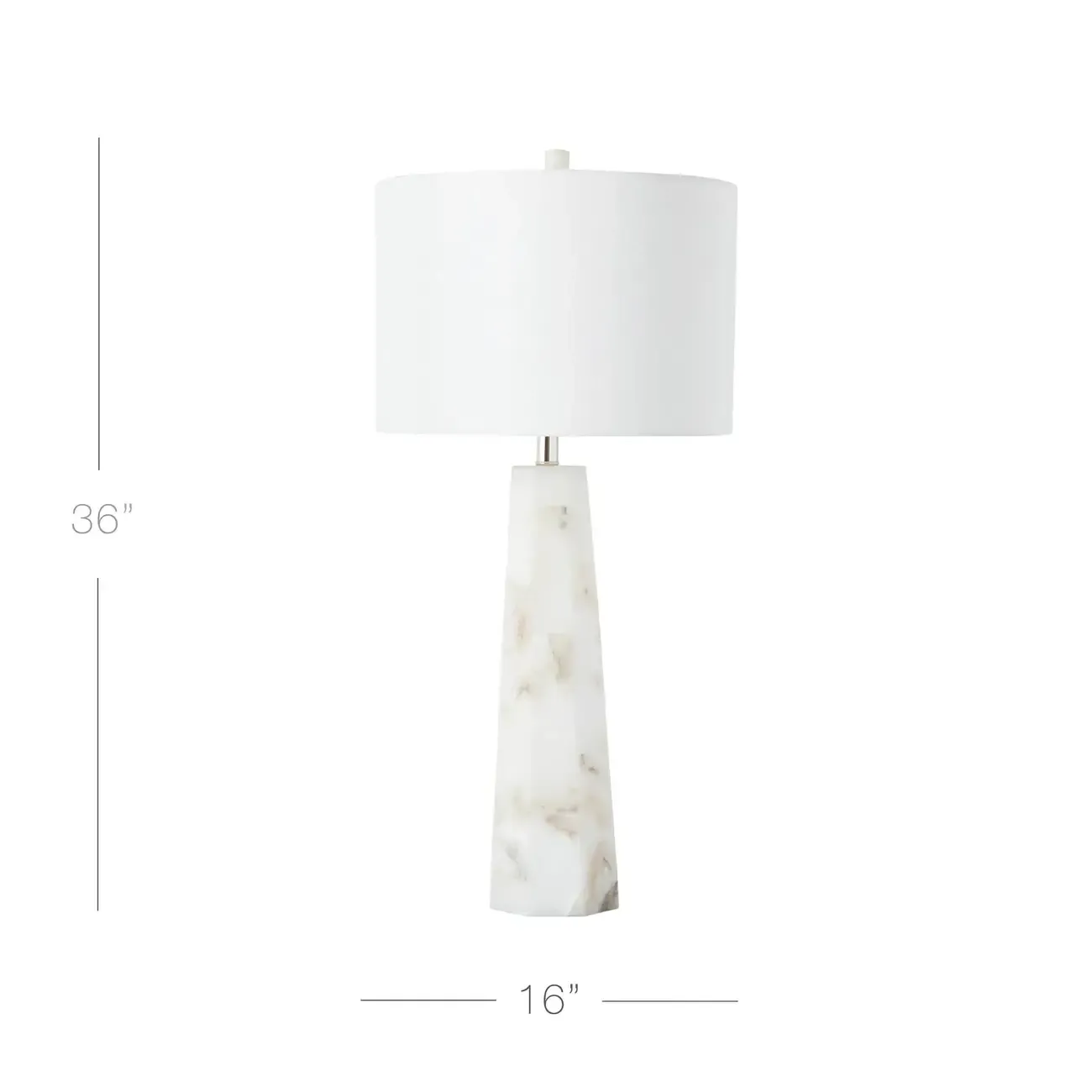 Modern Marble Alabaster Table Lamp with Linen Shade #size