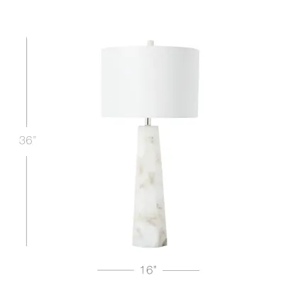 Modern Marble Alabaster Table Lamp with Linen Shade #size