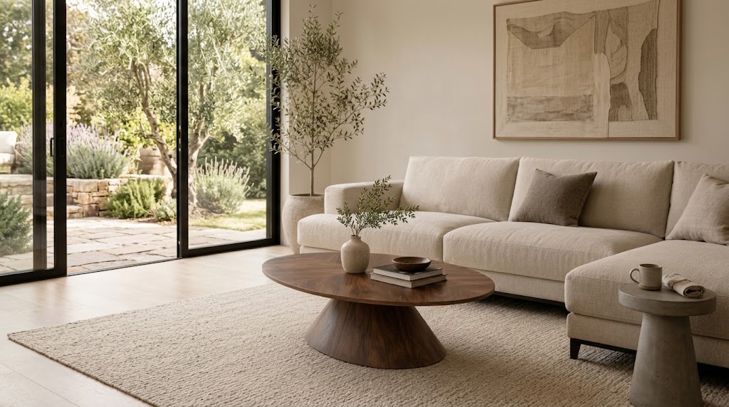 style rectangular coffee table with tray